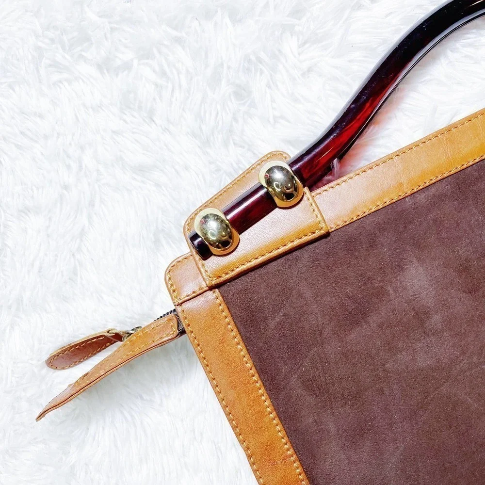 Aries VTG Leather Sueded Suitcase with Amber Handles
